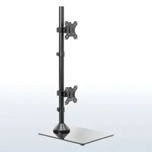 Vertical Dual 13” to 34” Monitor Desk Stand with Glass Base