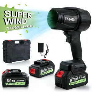 SEEVOLX Cordless Leaf Blower, 21V Max Brushless Motor with 2 x 3000mAh Batteries, Violent Turbo Fan, 1000G Strong Thrust for Car Drying, Leaf Cleaning & Snow Removal Adjustable metal Power impact electric garden cleanup