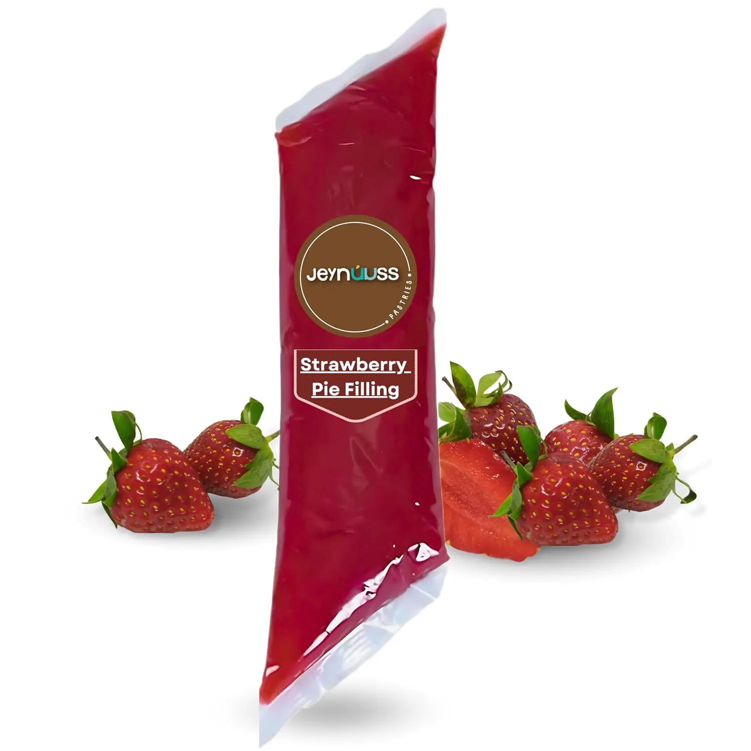 Jeynuuss Refrigerated Strawberry Burst Baking Filling - 2.1 lb Single Bag, No High Fructose Corn Syrup, With Preserves, Citric Acid, Sodium Citrate, Enhancing Your Cake, Ideal for Cakes, Pastries, All Ages Friendly