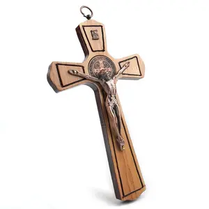Saint Benedict CEDAR WOOD WALL CRUCIFIX