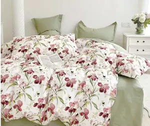 Ada Lucina Red Green 100% Cotton Comforter Reversible Comforter Set of 3 King