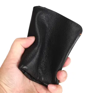 Super soft wallet men's short leather youth top layer cowhide handmade two fold ultra-thin wallet vertical mini wallet