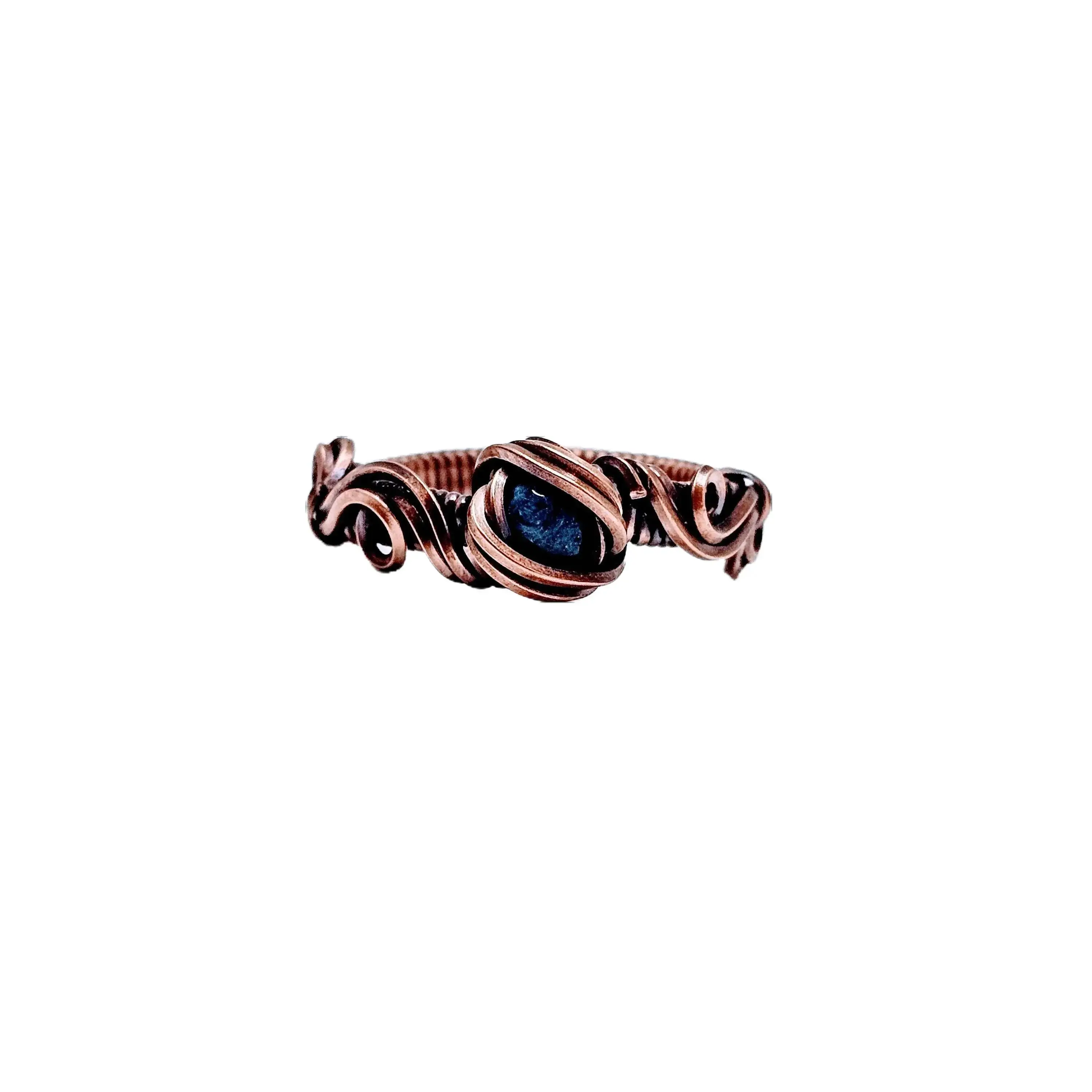 Sodalite Pure Copper Wrapped Ring size 8.5