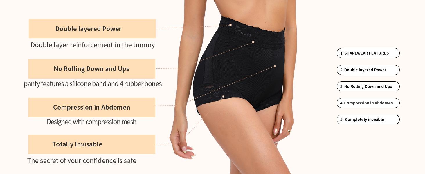 2 Pack Tummy Control Underwear for Women High Waisted Butt Lifting Panties Lace Breathable Comfortable Briefs