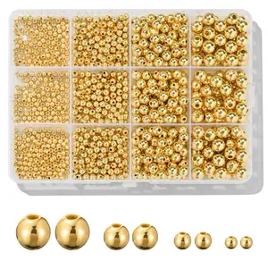 1100 Pcs Gold Beads, Smooth Round 3/4/6/8mm Spacer Beads for Bracelet Jewelry Making Kits