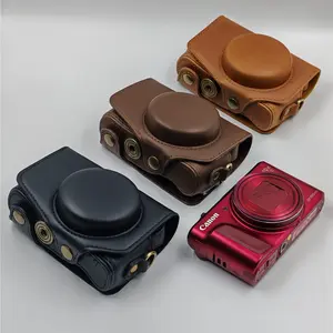 SX740HS PU Leather Camera Bag Case For Canon SX740 HS SX730 SX730HS SX720 SX720HS Full Body Cover With Strap