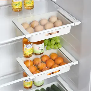 Set of 2 Durable Plastic Fridge Storage Boxes, Hanging Drawer Design, Includes Detachable Spice Rack, Ideal for Refrigerator and Countertop Use