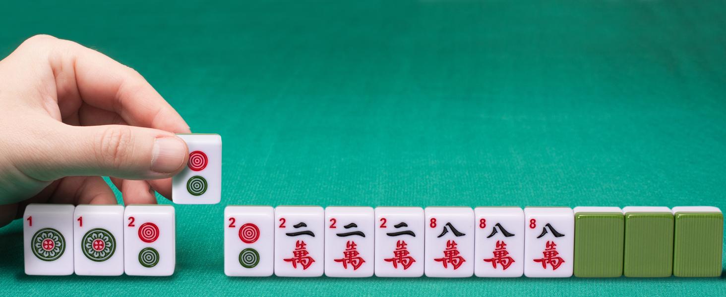 Yellow Mountain Imports Chinese Mahjong Set – Rouge Oasis – 146 Small Tiles for Chinese-Style Play