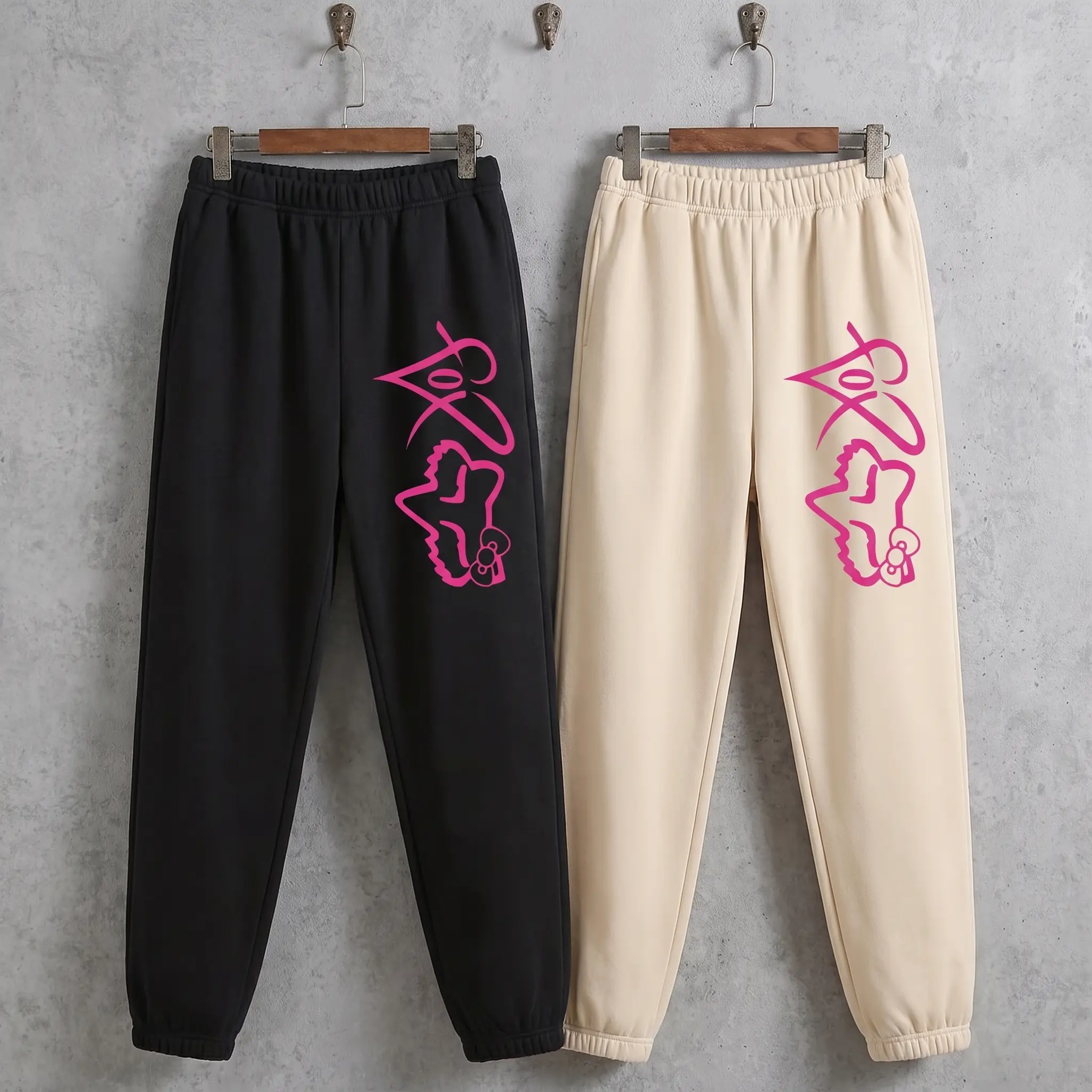 Moto Style Jogger Sweatpants, Pink Graphic Lounge Pants, Racing Inspired Streetwear, Unisex Casual Fleece Sweatpants