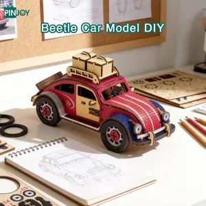 Beetle Car Model DIY Kit, 3D Wooden Puzzle for Bookshelf Decoration, Adult and Teen Stress Relief Craft Project, Non Disposable Article