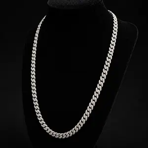 6MM D Color VVS Moissanite Cuban Link Chain 20” Diamond Tester Passed ( Solid 925 Sterling silver )