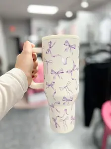 Pink Bows 40oz Spill Free Tumbler