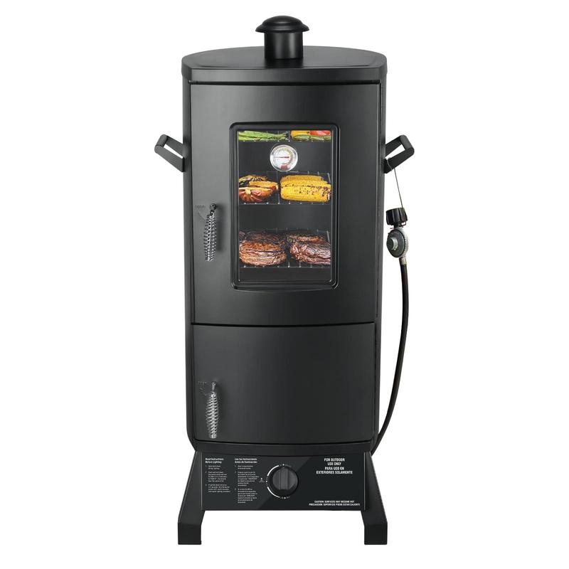 MBY Vertical Propane Smoker set with Cover, BBQ Smoker Grill, Three Removable Smoking Shelves, Temperature Control, Alloy Steel