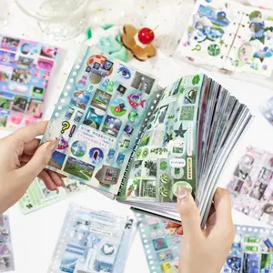 30 Sheets/Book Spiral Sticker Book, Copper Paper Material, Time Rewind Series Retro Theme Scrapbooking Stationery, Floral Pattern Sticker Bottle Decoration Stickers, DIY Stickers