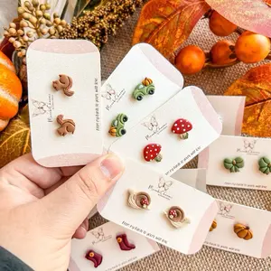 Falloween Collection Studs Handmade Polymer Clay Earrings - Lightweight & Hypoallergenic - stainless steel