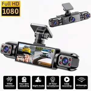 AXH 360° Panoramic 3/4 Lens Channel 1080P HD Ultimate Safety Dash Cam Set, 1080P Front and 720P Full Coverage Front, Rear, Left, and Right, Quad-Split Screen Display, HD Night Vision, WDR, G-Sensor, Loop Recording - Car Accessories/Car Dash