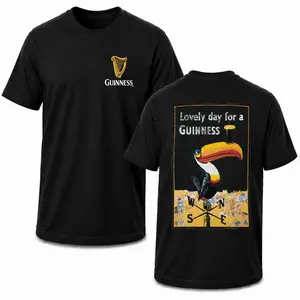 Vintage Guinness Toucan Lovely Day for a Guinness Front and Back Graphic T-Shirt, Retro Irish Stout Beer Ad Tee, Brewery-Inspired Casual Shirt for Men and Women