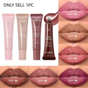 6 Color Liquid Lip Gloss Set, Moisturizing Shiny Lip Stain, Waterdrop Hydrating Lip Balm, Chocolate Colors, Glossy, Lip Care, Makeup