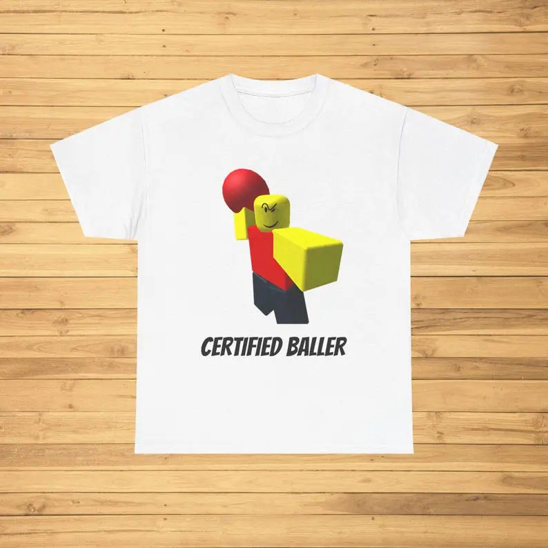 Casual Graphic Tops for Women, Cute Vintage Cotton Streetwear with Shortsleeve 'Baller' Print