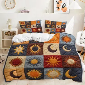 2/3Pcs Colorful Sun and Moon Duvet Cover Set, Vibrant Bedding Set, Cozy and Decorative with Unique Designs, Ideal for Adding Charm to Your Bedroom Decor!Includes 1 or 2 Pillowcase - No filling/Zipper Closure