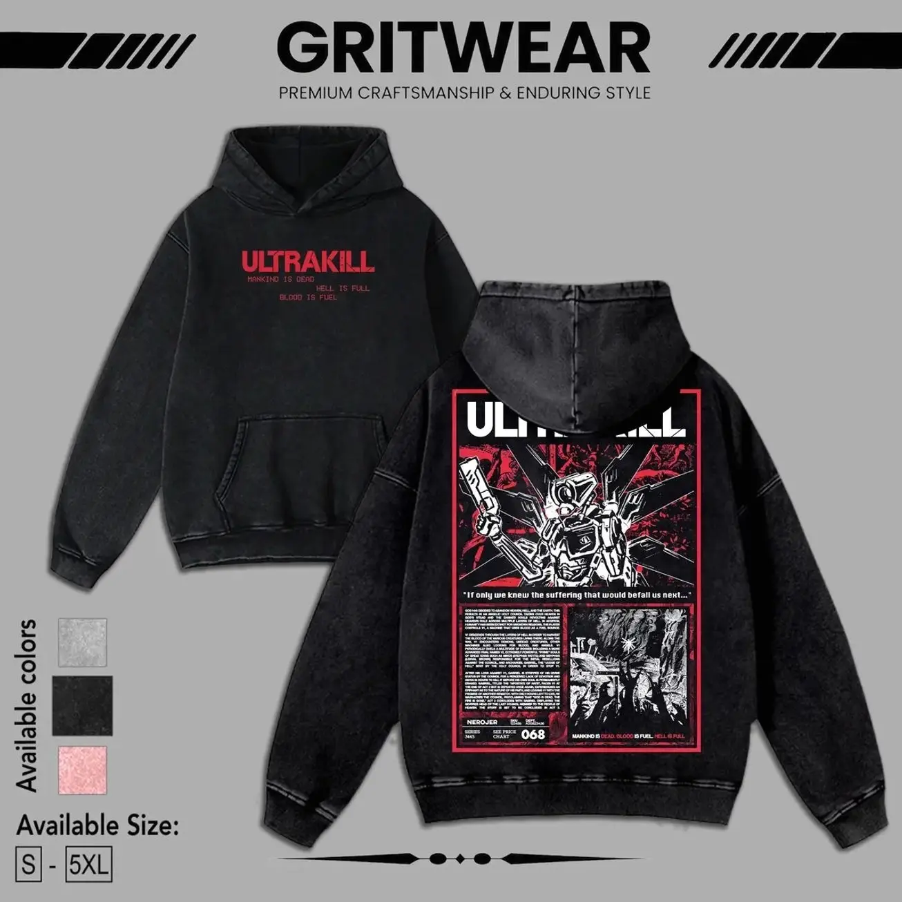 Ultrakill Video Game Washed T-Shirt, Sweater, Hoodie , Indie FPS Game Shirt, Gift For Game Fan, Streetwear Clothes HLC