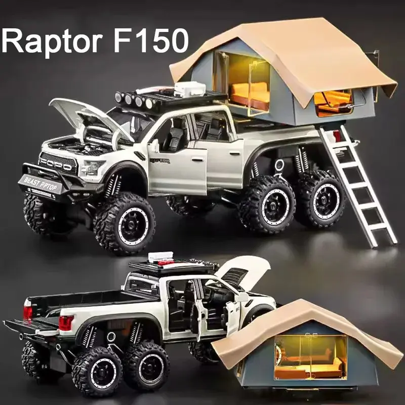 1/24 Scale Alloy Body Camper RV Diecast Model Toy, 6 Open Doors, with Lights and Sounds, Suitable for Boys' Birthday Gift