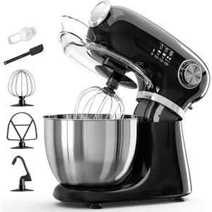 Kismile 5.5-Quart Electric Stand Mixer with 12 Speeds Tilt-Head Design & Stainless Steel Bowl Includes Dough Hook Whisk Beater Powerful Baking Mixer for Cakes Bread Dough Black Kitchen Appliances Household Appliances