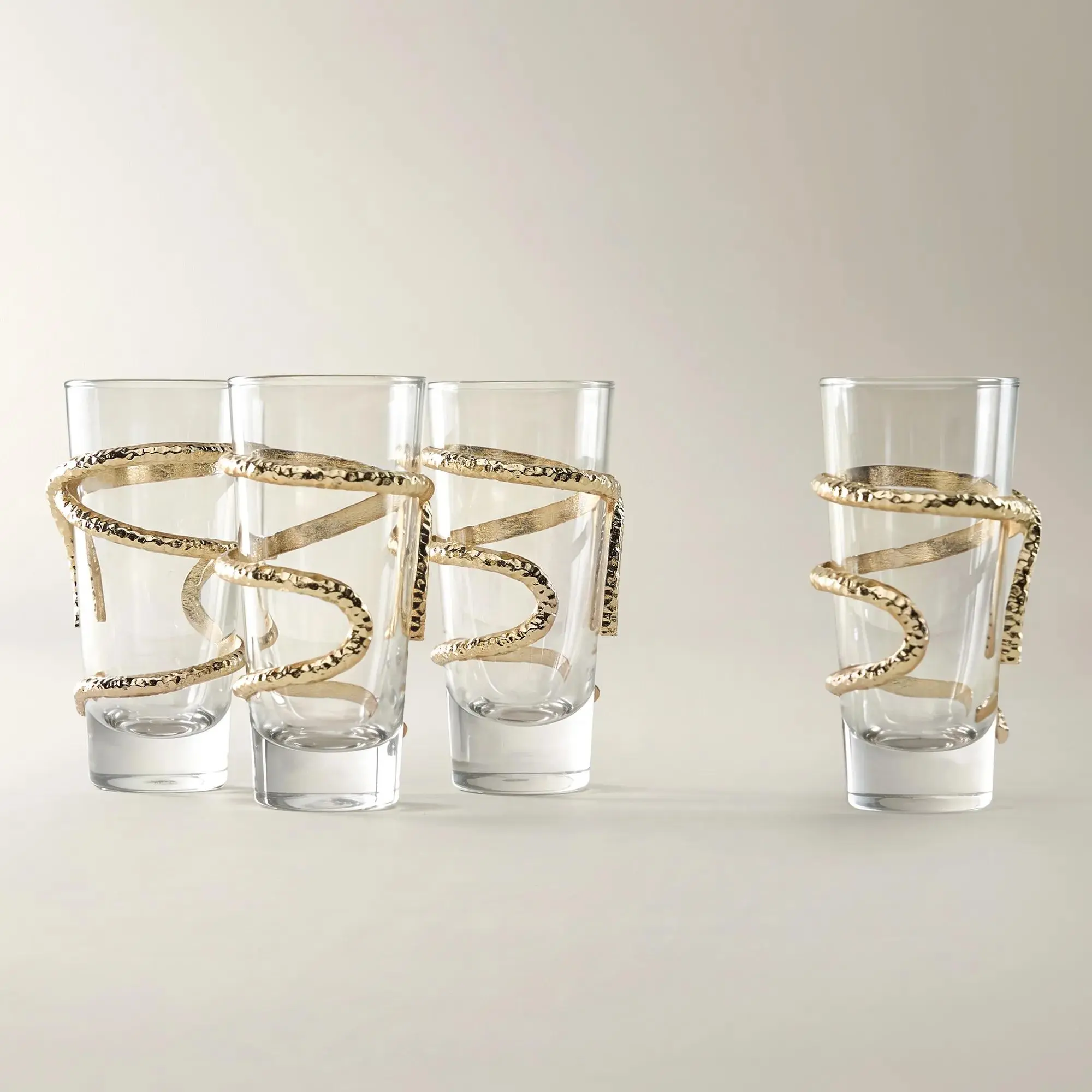 Z Gallerie Stylish Josie Shot Glass Set - Soft Gold Kitchen Drinkware, Classic
