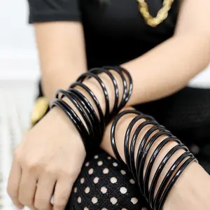 Black Chudiyan Indian Glass Bangles 12pcs Set Hand Crafted for Everyday Wear Festivals Wedding Birthdays 2.4 2.6 2.8 Sizes
