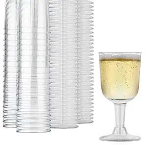 Stock Your Home 5 oz Clear Plastic Wine Glass (40 Pack) - BPA Free & Recyclable - Shatterproof Wine Goblet - Disposable & Reusable Cups for Champagne, Dessert, Food Samples, Catering, Weddings