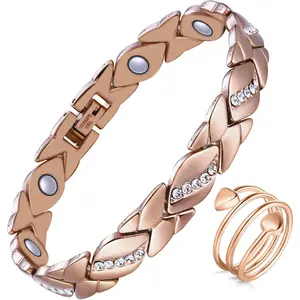 Feraco Copper Magnetic Bracelets for Women,Adjustable 99.9% Solid Copper Bracelets,  Magnetic Jewelry with Sizing tool,Christmas Day Gift