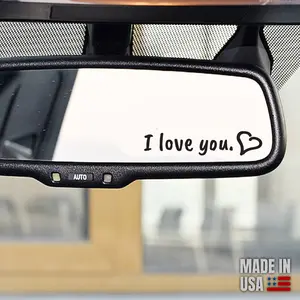 I Love You Die-Cut Vinyl Rearview Mirror Decal Sticker (2-Pack) Cute Rear View Mirror Sticker for Cars, Trucks, and SUVs