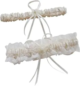 Lace Wedding Garters for Bride Pearl Stretch Prom Garter, Women Wedding Bridal Legs Garter Set Womenswear