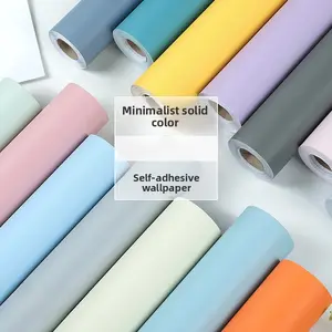 Macaron Peel & Stick Wallpaper - 12 Muted Colors, Eco-Friendly Removable - No Glue, No Residue - for Bedroom, Living Room, TV Wall, Sofa Backdrop (1 Rolls)