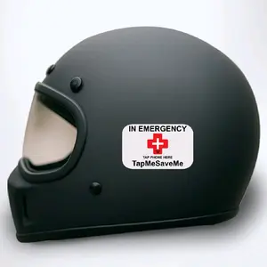 TapMeSaveMe 2 Pack Emergency NFC Helmet Sticker Waterproof & Heat Resistant Medical ID & Contact Info Tag for Motorcyclists Cyclists and Scooter Riders