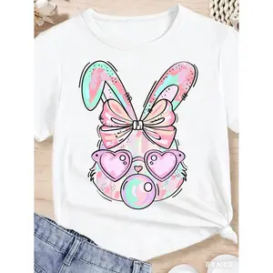 Easter Bunny Egg Girls Pink TShirt with Fun Text Design Perfect for Birthdays and Holiday Gifts Seasonal Spring Summer Comfort