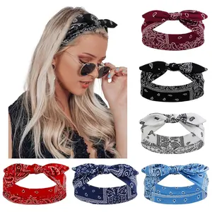 6-Pack Bow Headbands for Women and Girls, Bohemian Paisley Print, Non-Slip Cute Knot Design, Wind-Resistant Casual Style, Headband Set
