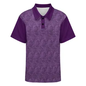 Purple & Black Pattern Buttoned Polo Shirt