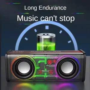 Transparent Mecha Speakers Bluetooth 5.0 Wireless Double Bass Diaphragm Subwoofer Music TWS RGB Light Mini Party Loudspeaker Home concert equipment enhance audio