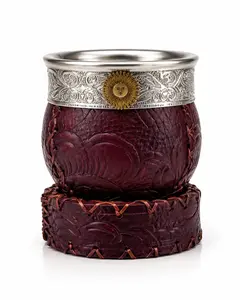 Terrava Repujado Leather Mate Cup | Handmade Argentine Mate & Bombilla