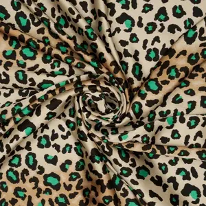 Teal Leopard Print Fabric - Vibrant Green & Black Leopard Pattern for Sewing & Crafting Projects