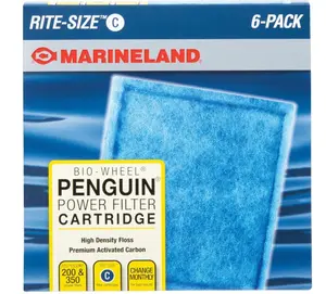 Marineland Penguin Bio-Wheel Replacement Power Filter Cartridges, For Aquarium Filtration, Rite-Size C, 6 Count