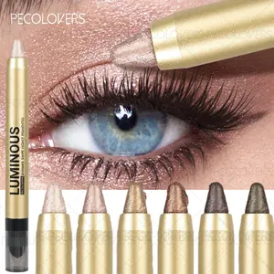 6pcs/set Glitter Luminous Eyeshadow Stick with Brush, Glitter Shimmer Eyeshadow, Crayon Pencil, Durable and Convenient, Long Lasting, Ideal for Christmas Gift, Eyeshadow Makeup
