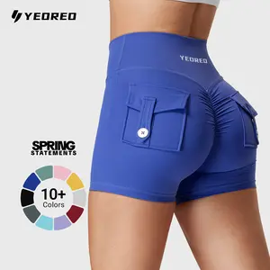 YEOREO CoreFlex Women High Waist Biker Shorts with Pockets Contour Seam Athletic Workout Shorts SpringStatements
