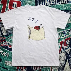 Sleep Bug Pillow Graphic Baby Tee – Y2K Vintage Cartoon Aesthetic Top