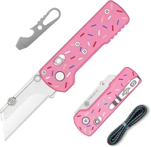 Otacle U1 Folding Pocket Utility Knife, Quick Change Box Cutter with Rail Lock, EDC Razor Knife with Pocket Clip for Office, Factory (Doughnut)