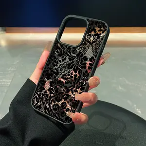 Phone Case - Vintage Lace Pattern Printed Phone Case, Matte Frame Anti-Fingerprint Scratch-Resistant Durable Anti-Drop Non-Yellowing Backboard Magnetic Style.iPhone 17 E Air Pro ProMax iPhone16 15 14 Plus 13 12 Mini 11 X XS XR