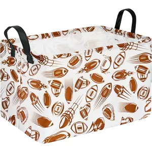 Football Print Box Hamper Storage Basket Collapsible Organizer Bin Gift Shelf Baskets for Home and Kitchen Storage