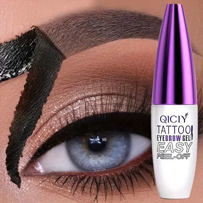 Easy Peel-Off Eyebrow Gel-Waterproof &Sweatproof, Long-Lasting Black or Brown TattooTint, Film Forming, Medium Coverage for All SkinTypes Transparent Fixing Gel Tattoo Gel Set