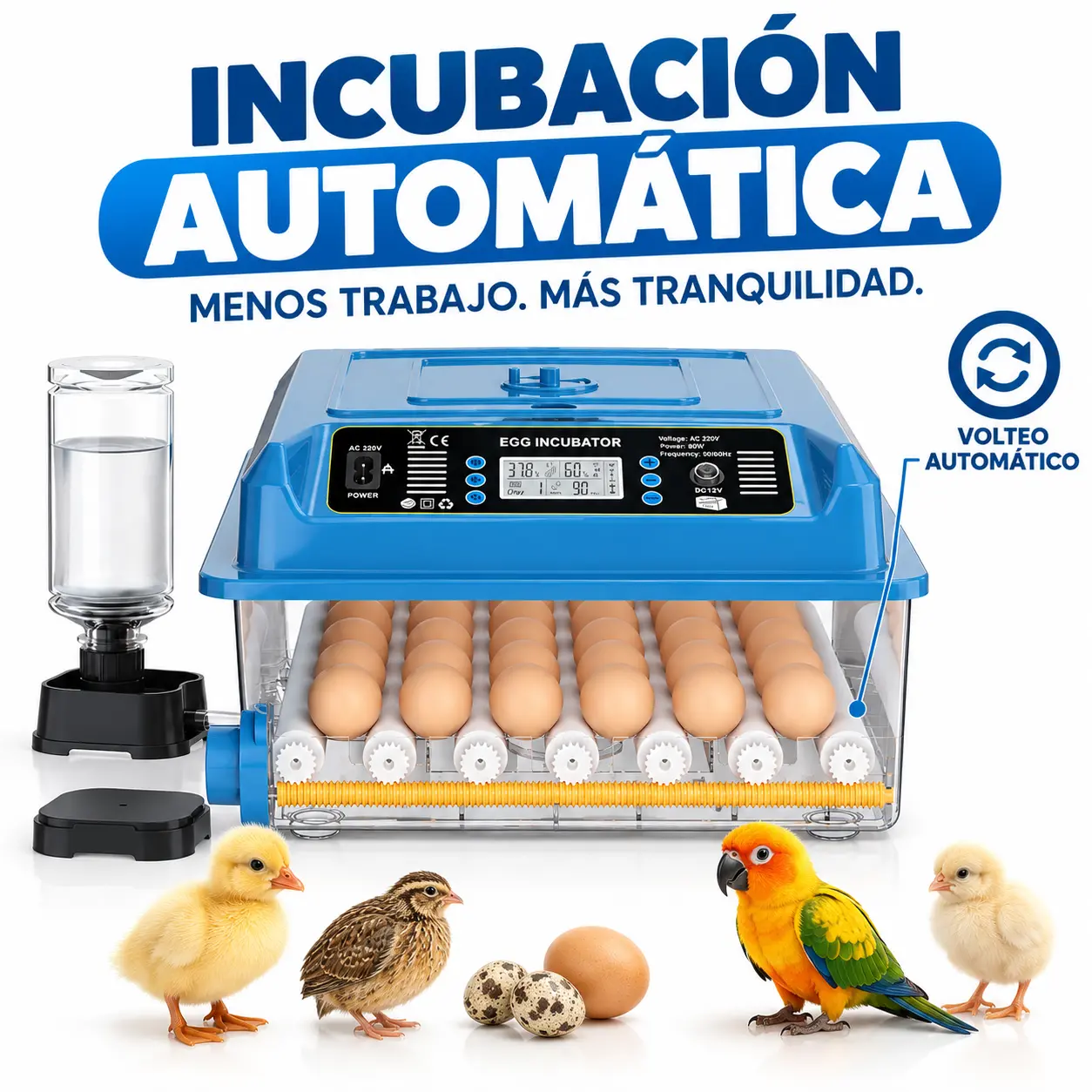Smart Egg Incubator for Farm Poultry Hatching - 16/36 Egg Choice, Auto Turn Function, Digital Temp & Humidity Control, 3D Airflow Uniform & 3D Even Heat, Transparent Viewing Window (Farm Animal & Poultry Supplies Accessory)